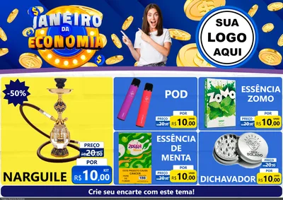 Modelo de Encarte para Encarte A4 Horizontal com o tema Janeiro da Economia para Tabacaria