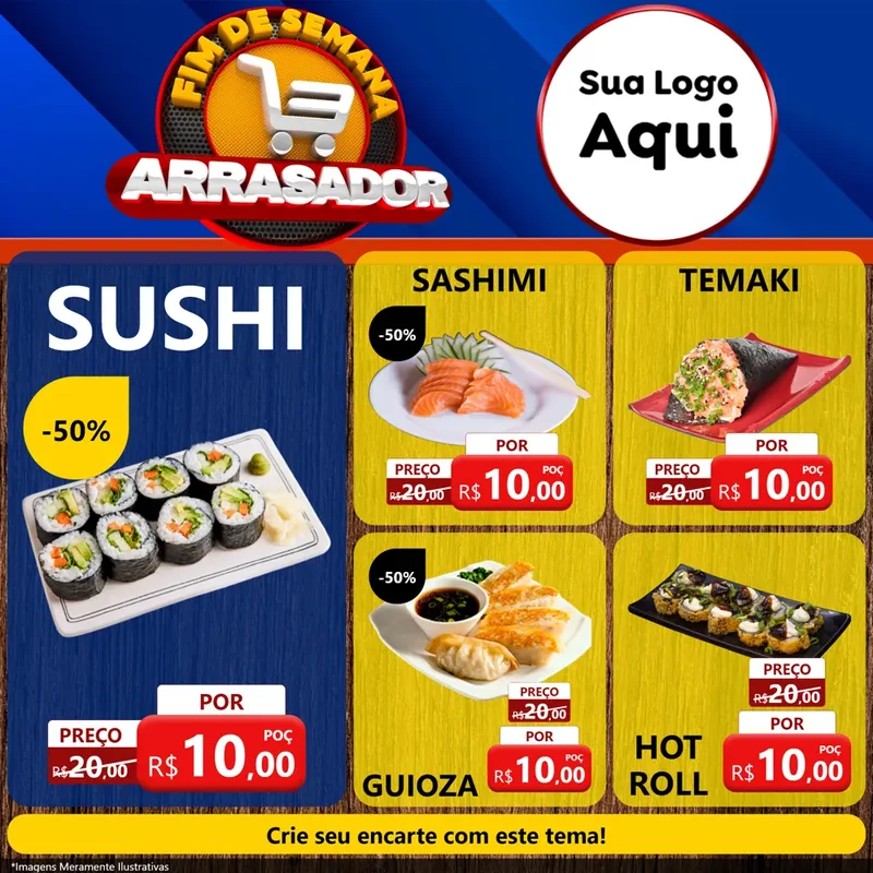 Modelo de Rede Social para Feed Facebook com o tema Fim De Semana Arrasador para Comida japonesa