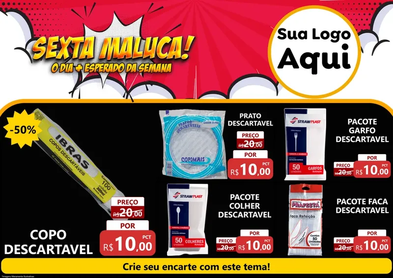Modelo de Encarte para Encarte A4 Horizontal com o tema Sexta Maluca! para Embalagens