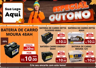 Modelo de Encarte para Encarte A4 Horizontal com o tema Especial Outono para Baterias Elétricas