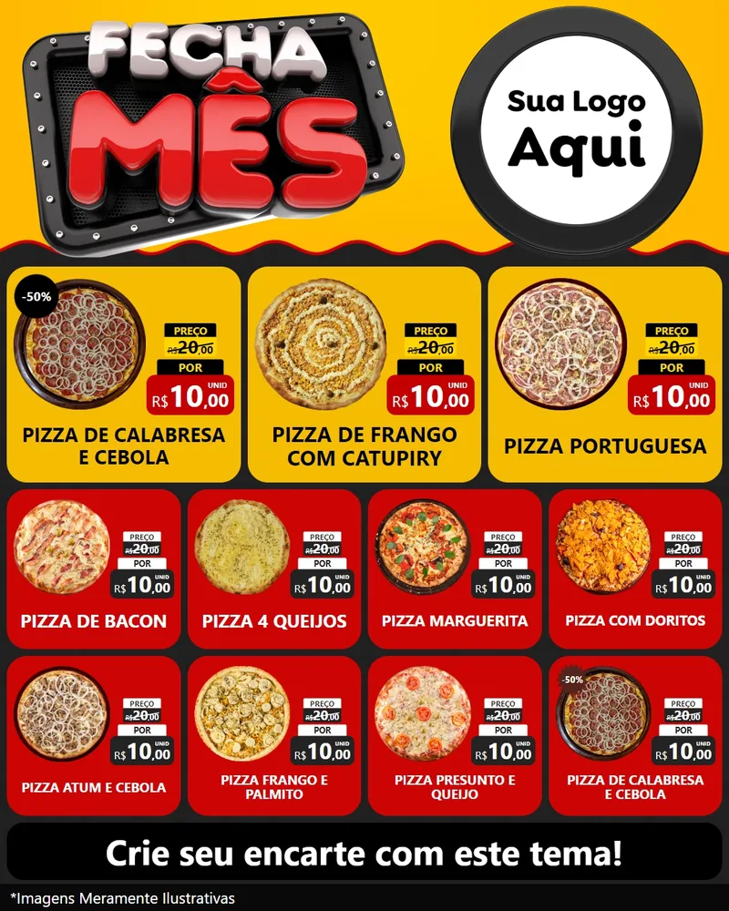 Modelo de Rede Social para Feed Instagram com o tema Fecha Mês para Pizzaria