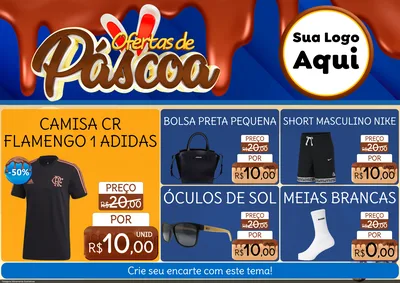 Modelo de Encarte para Encarte A4 Horizontal com o tema Ofertas de Páscoa para Roupas e acessórios