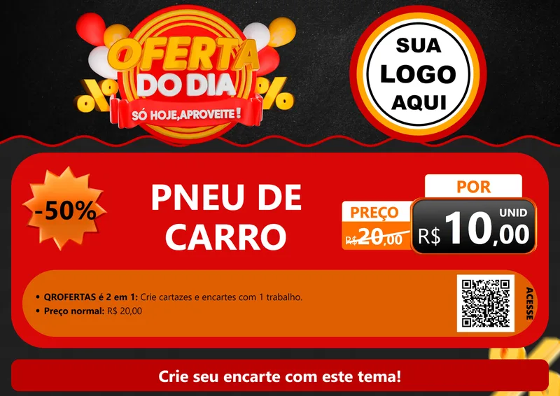 Modelo de Cartaz para Cartaz A4 Horizontal com o tema Oferta do Dia - Só hoje, Aproveite! para Auto peças