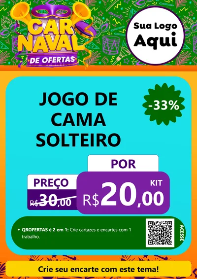 Modelo de Cartaz para Cartaz A4 Vertical com o tema Carnaval de Ofertas para Cama, Mesa e Banho