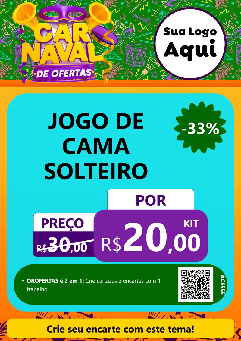 Modelo de Cartaz para Cartaz A4 Vertical com o tema Carnaval de Ofertas para Cama, Mesa e Banho