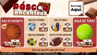 Modelo de TV para TV Horizontal com o tema Páscoa Encantada para Artigos Esportivos