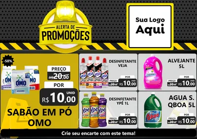 Modelo de Encarte para Encarte A4 Horizontal com o tema Alerta de Promoções para Produtos de Limpeza