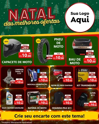 Modelo de Rede Social para Feed Instagram com o tema Natal das Melhores Ofertas para Moto peças