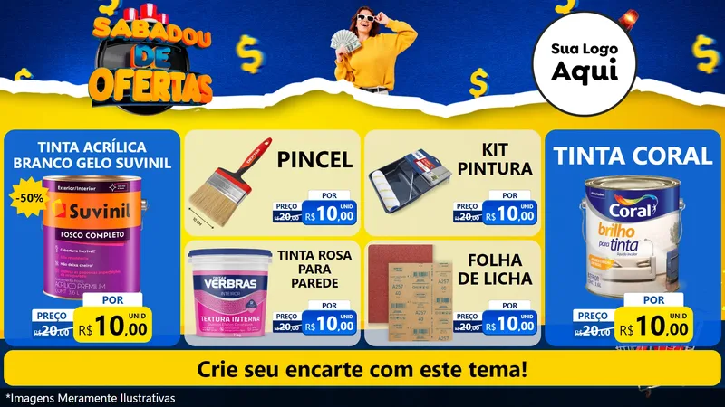 Modelo de TV para TV Horizontal com o tema Sabadou de Ofertas para Tintas e Ferramentas