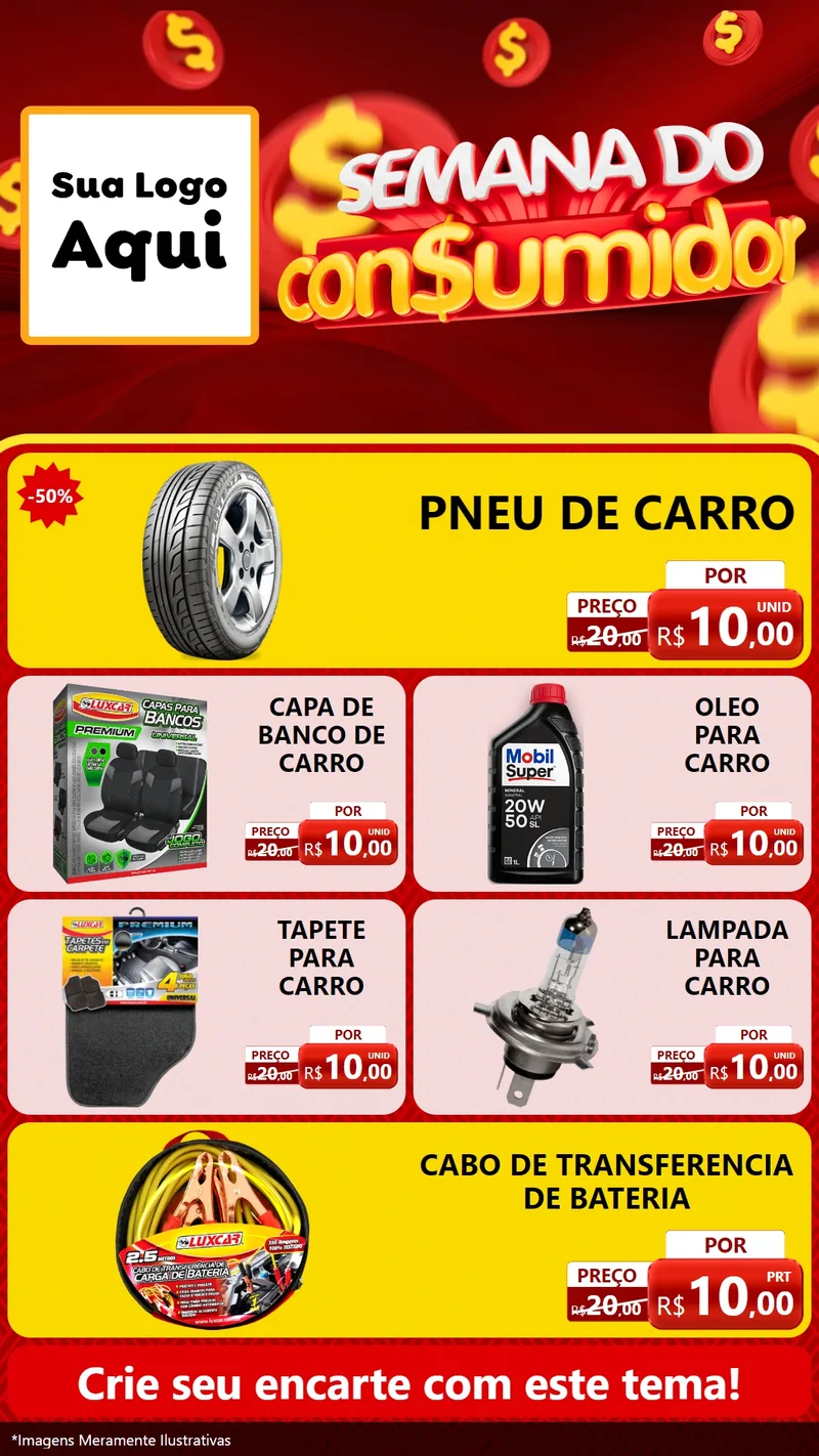 Modelo de TV para TV Vertical com o tema Semana do Consumidor para Auto peças