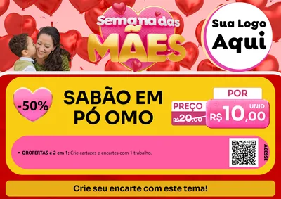 Modelo de Cartaz para Cartaz A4 Horizontal com o tema Semana Das Mães para Produtos de Limpeza