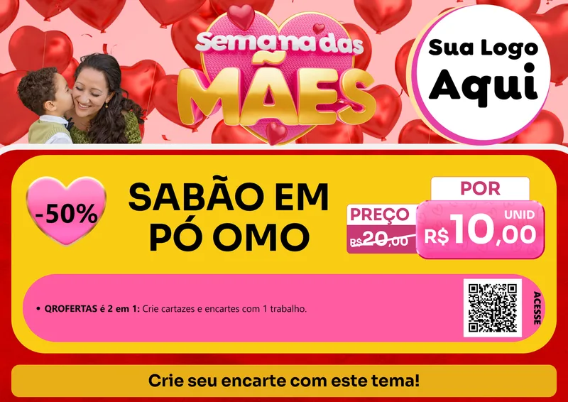 Modelo de Cartaz para Cartaz A4 Horizontal com o tema Semana Das Mães para Produtos de Limpeza