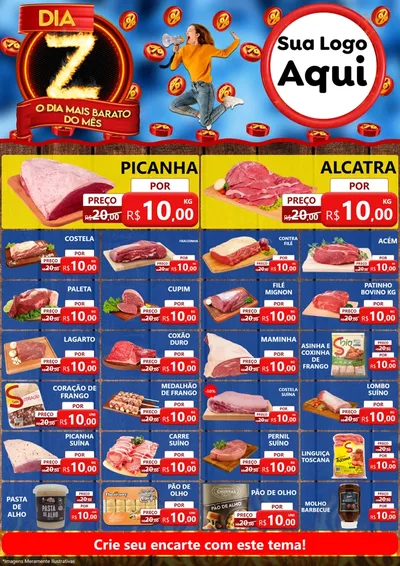 Modelo de Encarte para Encarte A4 Vertical com o tema Dia Z - O Dia Mais Barato Do Mês para Açougue
