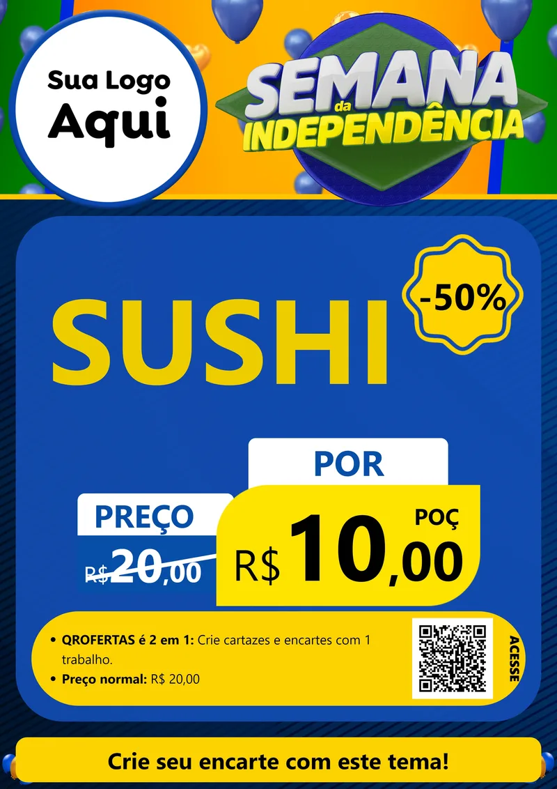 Modelo de Cartaz para Cartaz A4 Vertical com o tema Semana da Independência para Comida japonesa