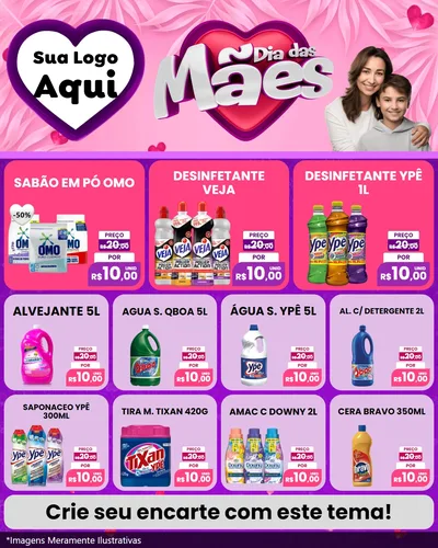 Modelo de Rede Social para Feed Instagram com o tema Dia das Mães para Produtos de Limpeza