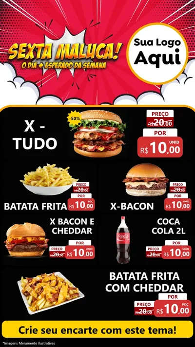 Modelo de TV para TV Vertical com o tema Sexta Maluca! para Hamburgueria