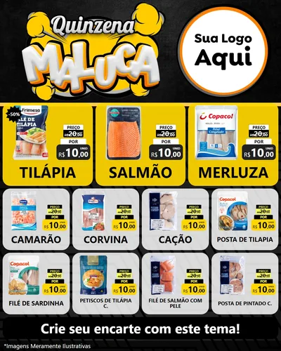 Modelo de Rede Social para Feed Instagram com o tema Quinzena Maluca para Peixaria