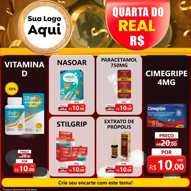 Modelo de Rede Social para Feed Facebook com o tema Quarta do Real para Farmácia