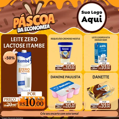 Modelo de Rede Social para Feed Facebook com o tema Páscoa da Economia para Frios e Laticínios