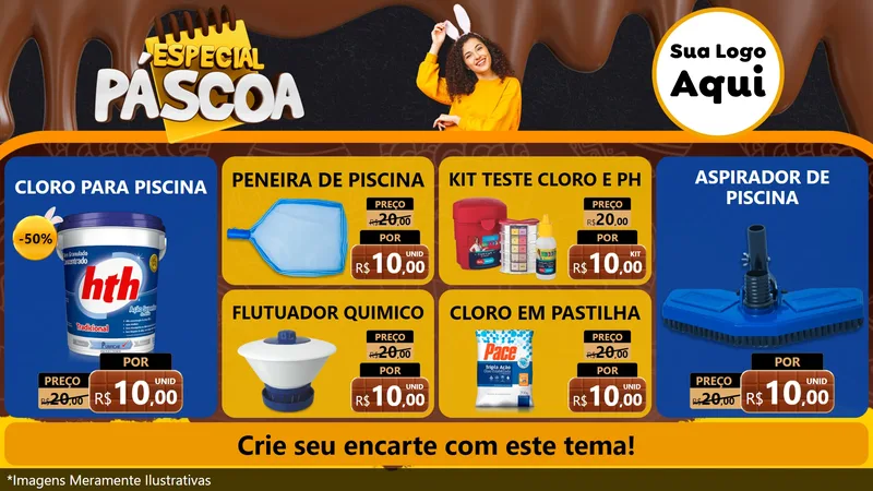 Modelo de TV para TV Horizontal com o tema Especial Páscoa para Produtos para Piscina