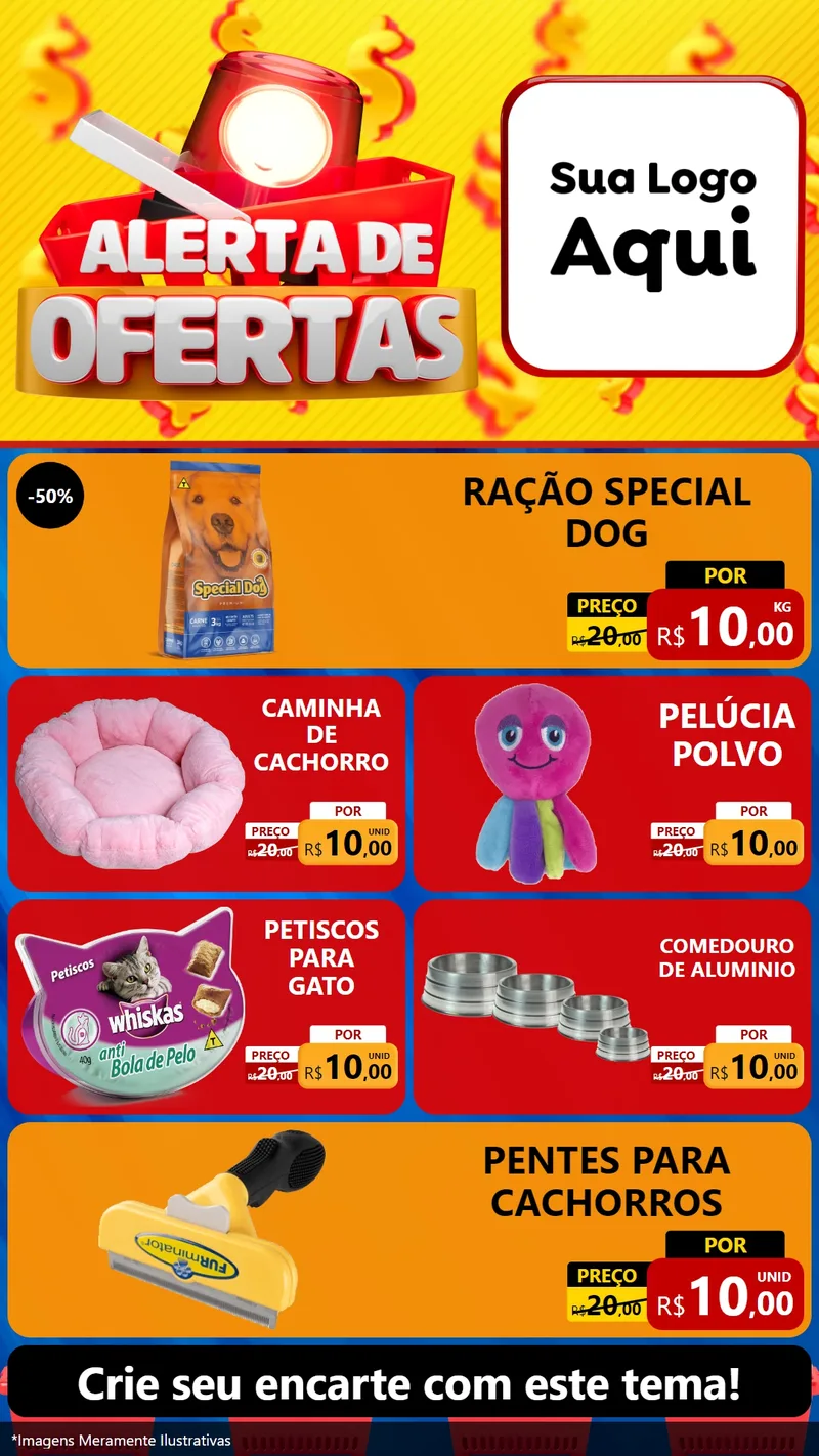 Modelo de TV para TV Vertical com o tema Alerta de Ofertas para Pet Shop