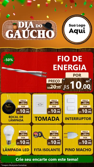 Modelo de Rede Social para Stories com o tema Dia do Gaúcho para Materiais Elétricos