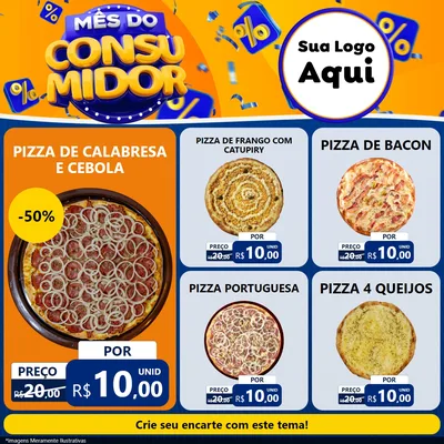 Modelo de Rede Social para Feed Facebook com o tema Mês do Consumidor para Pizzaria