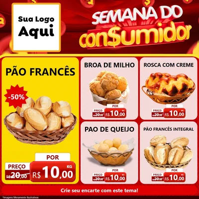 Modelo de Rede Social para Feed Facebook com o tema Semana do Consumidor para Padaria