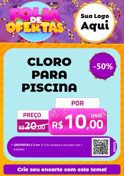 Modelo de Cartaz para Cartaz A4 Vertical com o tema Folia de Ofertas para Produtos para Piscina