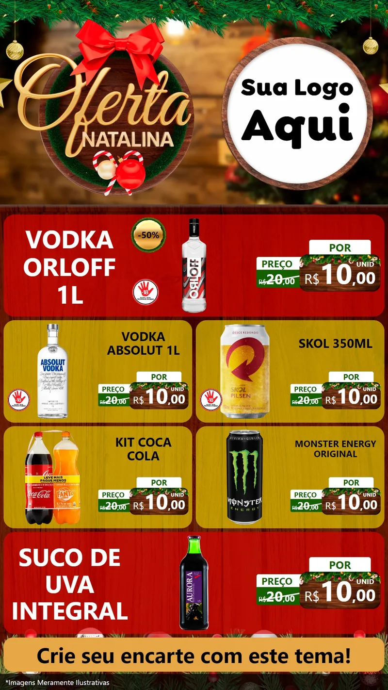 Modelo de TV para TV Vertical com o tema Ofertas Natalina para Distribuidora de bebidas