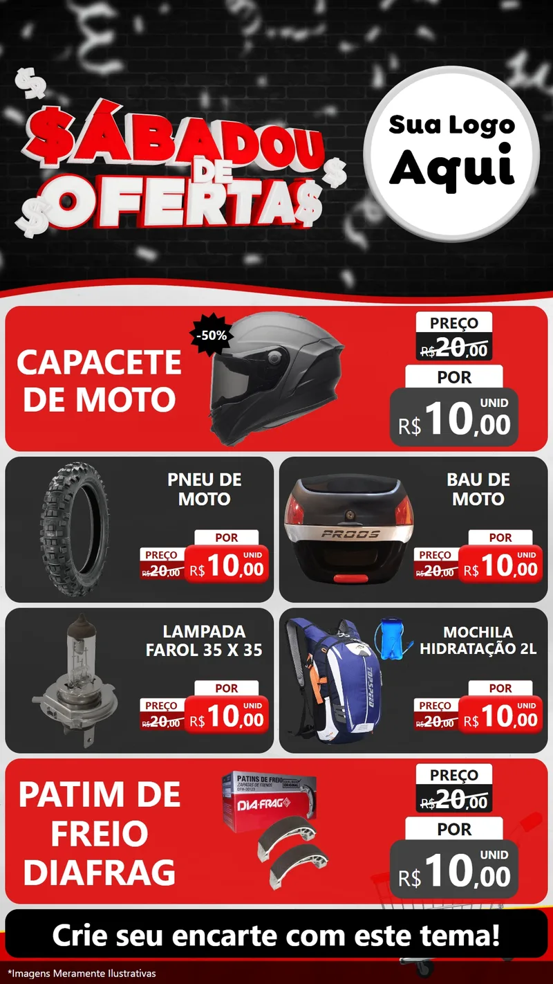 Modelo de TV para TV Vertical com o tema Sabadou de Ofertas para Moto peças