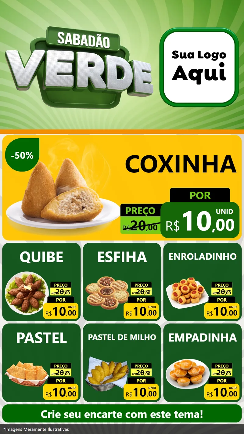 Modelo de Rede Social para Stories com o tema Sabadão Verde para Salgadaria