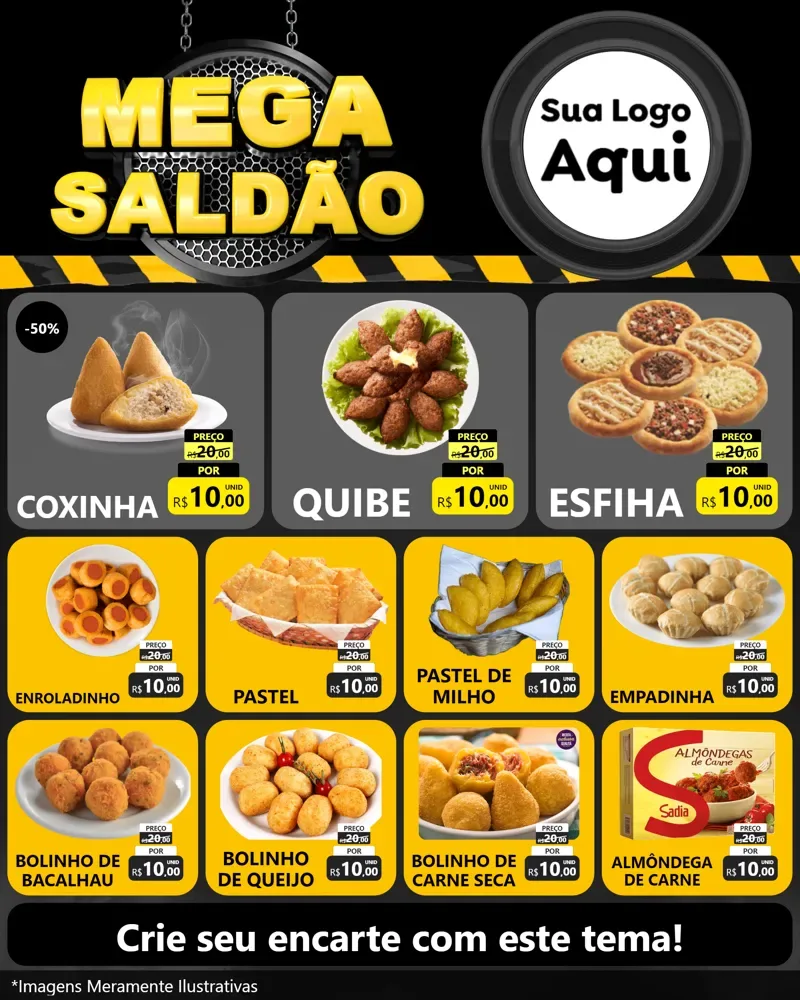 Modelo de Rede Social para Feed Instagram com o tema Mega Saldão para Salgadaria