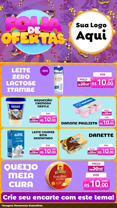 Modelo de TV para TV Vertical com o tema Folia de Ofertas para Frios e Laticínios