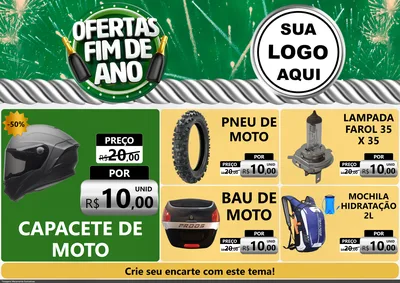 Modelo de Encarte para Encarte A4 Horizontal com o tema Ofertas Fim de Ano para Moto peças