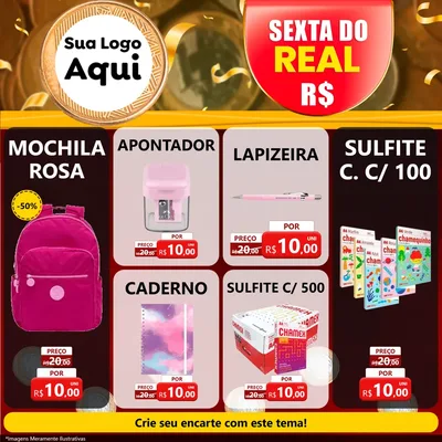 Modelo de Rede Social para Feed Facebook com o tema Sexta do Real para Papelaria