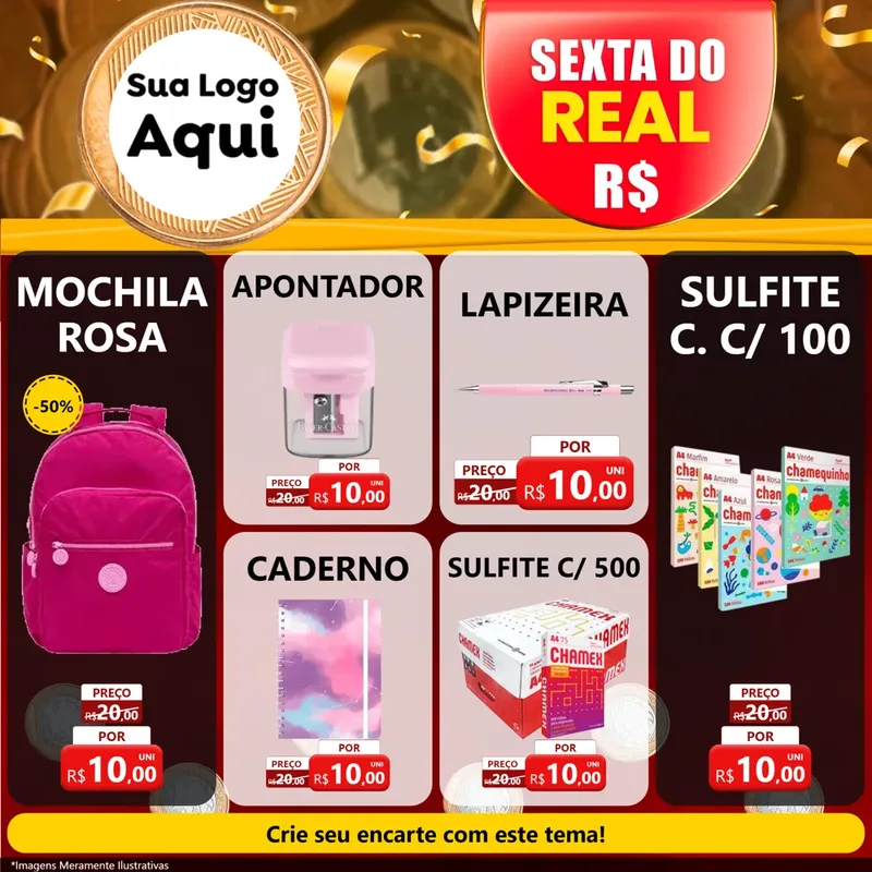 Modelo de Rede Social para Feed Facebook com o tema Sexta do Real para Papelaria
