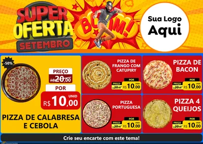 Modelo de Encarte para Encarte A4 Horizontal com o tema Super Oferta Setembro para Pizzaria