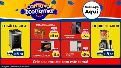 Modelo de TV para TV Horizontal com o tema Carnaval da Economia para Móveis e Eletro