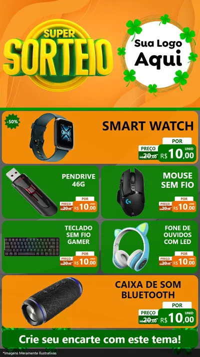 Modelo de TV para TV Vertical com o tema Super Sorteio para Informática