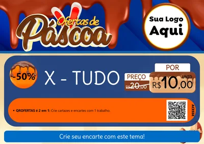Modelo de Cartaz para Cartaz A4 Horizontal com o tema Ofertas de Páscoa para Hamburgueria