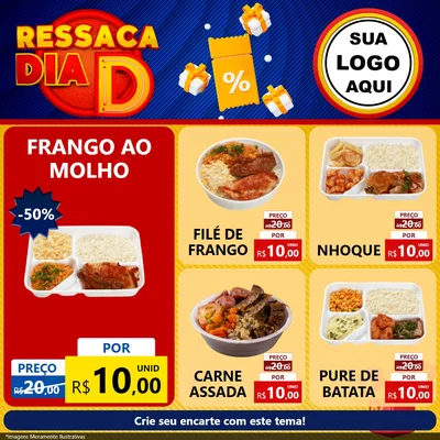Modelo de Rede Social para Feed Facebook com o tema Ressaca Dia D para Restaurante