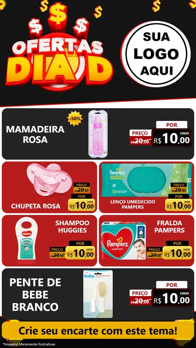Modelo de TV para TV Vertical com o tema Ofertas Dia D para Bebês
