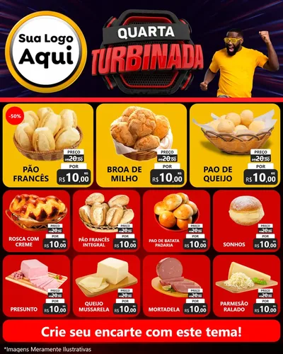 Modelo de Rede Social para Feed Instagram com o tema Quarta Turbinada para Padaria
