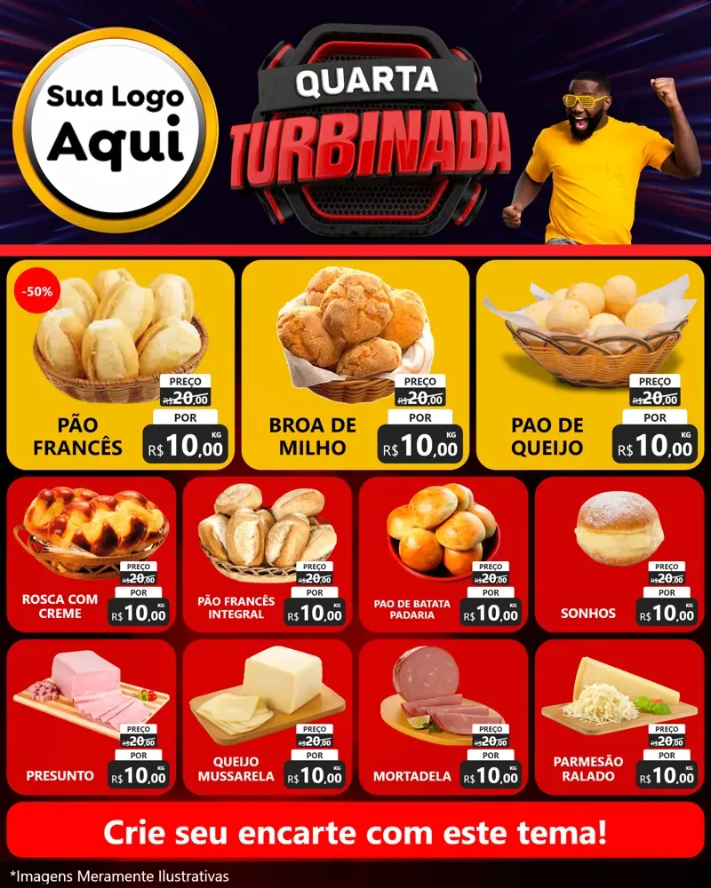 Modelo de Rede Social para Feed Instagram com o tema Quarta Turbinada para Padaria