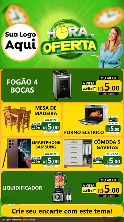 Modelo de TV para TV Vertical com o tema Hora da Oferta para Móveis e Eletro
