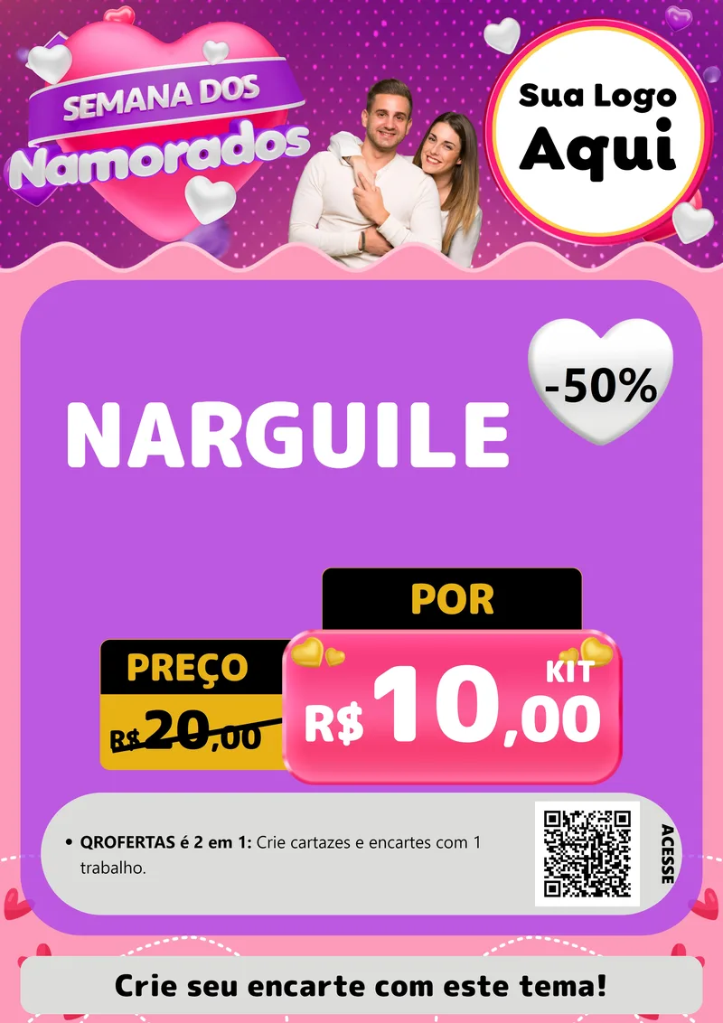 Modelo de Cartaz para Cartaz A4 Vertical com o tema Semana dos Namorados para Tabacaria
