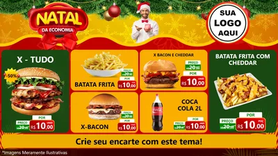 Modelo de TV para TV Horizontal com o tema Natal da Economia para Hamburgueria