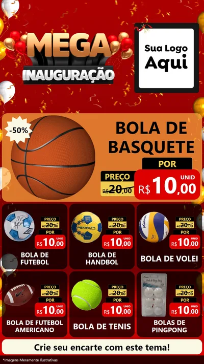 Modelo de Rede Social para Stories com o tema Mega Inauguração para Artigos Esportivos