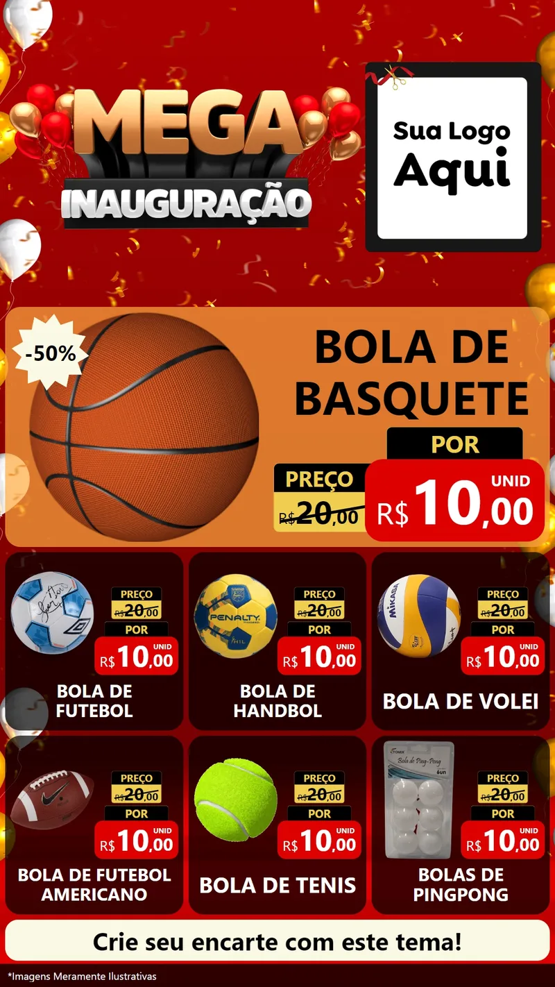 Modelo de Rede Social para Stories com o tema Mega Inauguração para Artigos Esportivos
